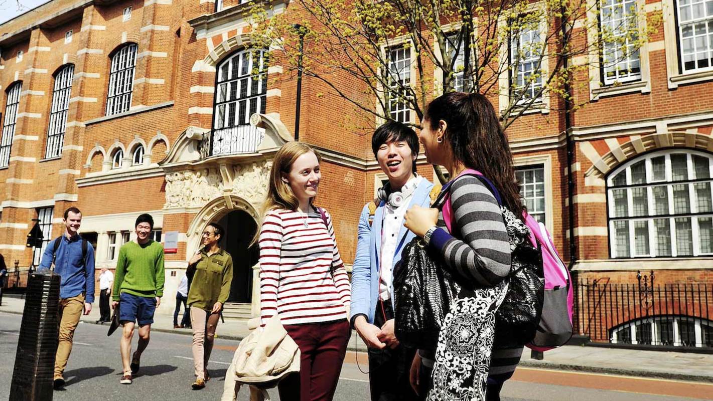 Cty students outside campus building hero