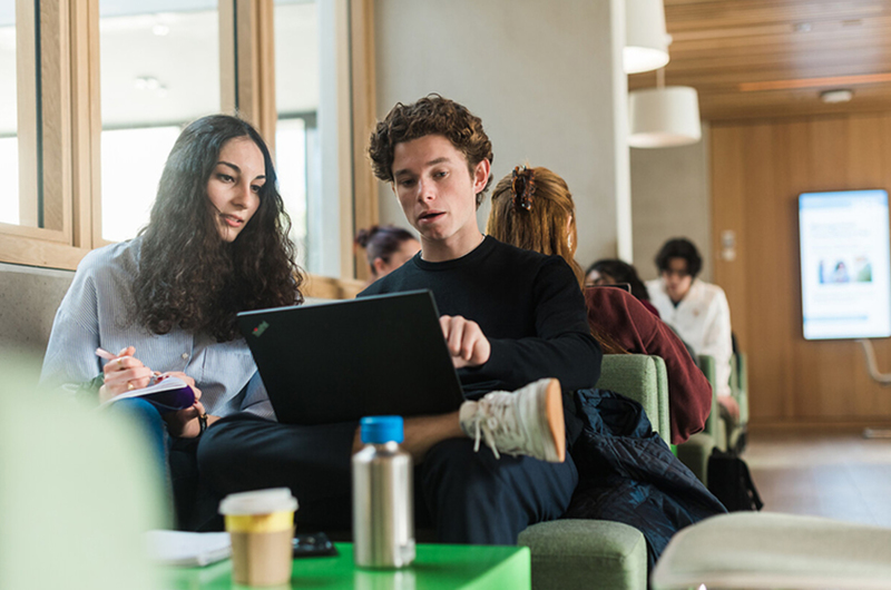 Medium students working on laptop